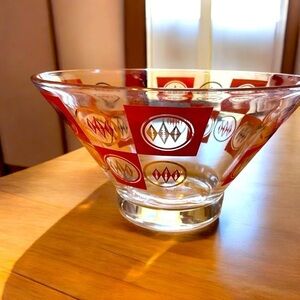 Gay Fad large glass bowl, orange/gold, MCM,a few minor scratches and a tiny chip